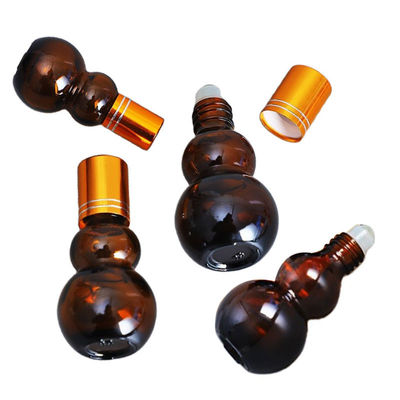 Calabash Amber Glass Odm Lăn trên chai tinh dầu với quả cầu massage bằng thép không gỉ